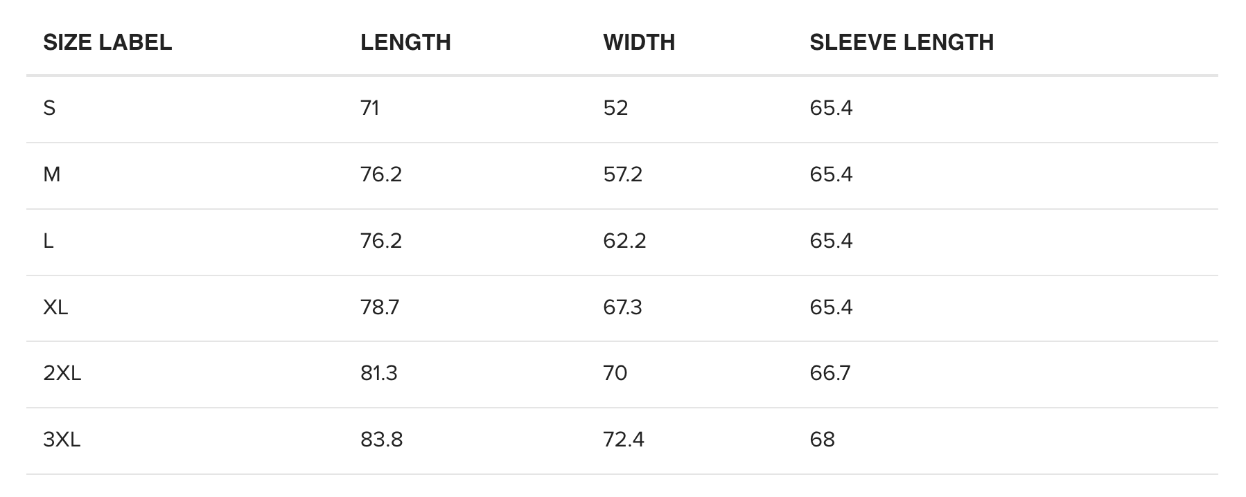 Baron & Buck hoodie size chart in inches – detailed sizing guide for unisex streetwear, hoodies, t-shirts and sweatshirts to help customers find the perfect fit.