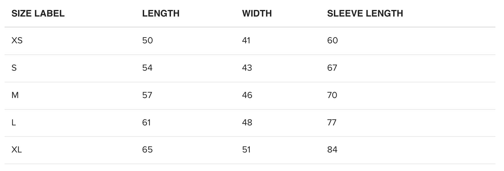 Baron & Buck kids sweatshirts size chart in centimetres – detailed sizing guide for unisex streetwear, hoodies, t-shirts and sweatshirts to help customers find the perfect fit.