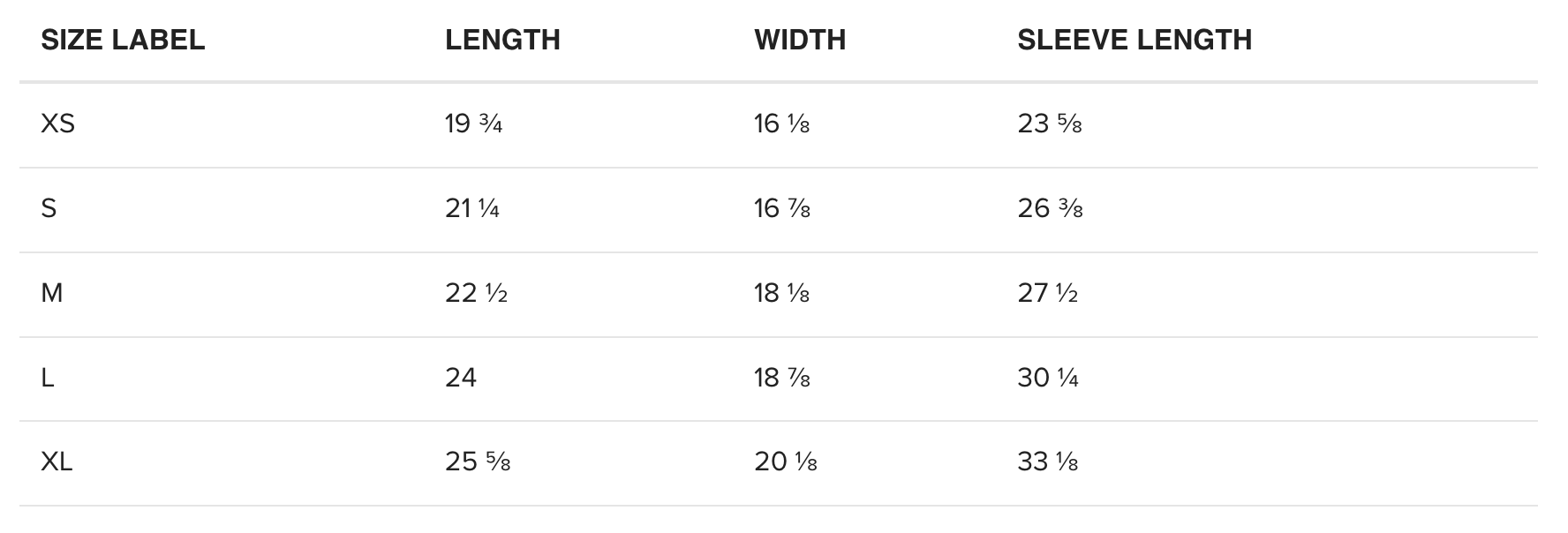 Baron & Buck kids sweatshirts size chart in inches – detailed sizing guide for unisex streetwear, hoodies, t-shirts and sweatshirts to help customers find the perfect fit.