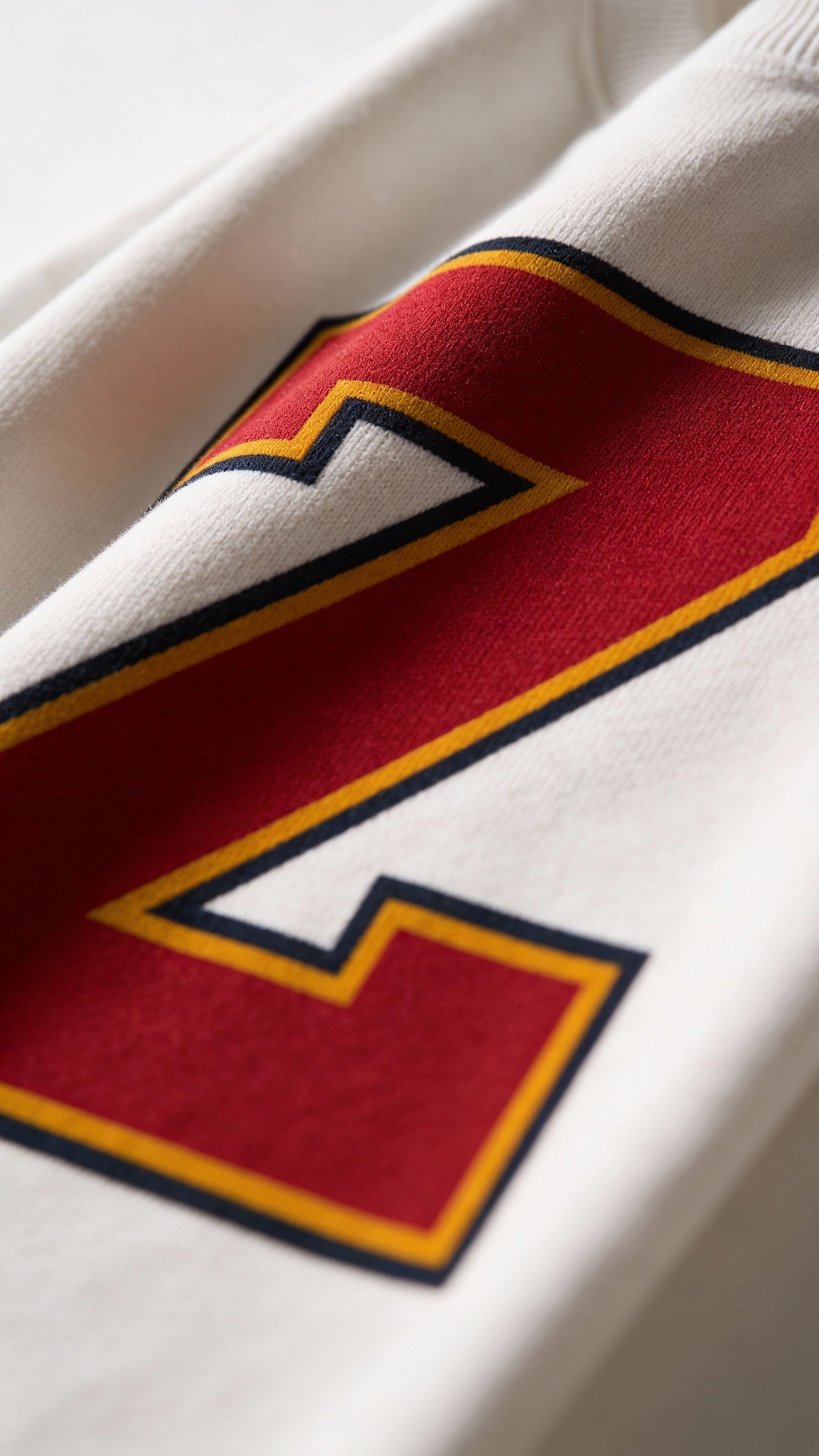 Close-up of varsity monogram letter Z print on White cotton sweatshirt