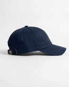 Harbour Monogram Navy cotton cap with embroidered letters. Back view by Baron & Buck.